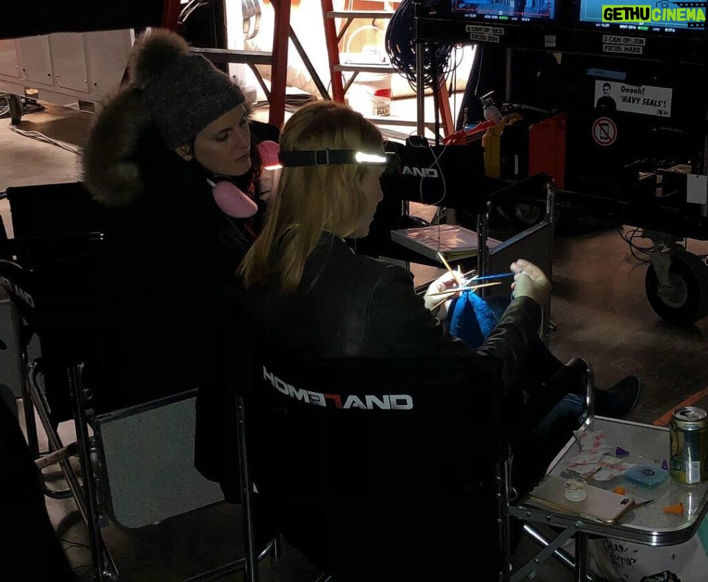Claire Danes Instagram - You may THINK Carrie’s losing her mind/saving the world, but, in fact, she’s knitting a charming little hat with a detachable pompom. #homelandseason7 #purlgurls
