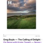 Claire Danes Instagram - I was so lucky to start my Thanksgiving day listening to this episode of On Being, a favorite podcast of mine. Greg Boyle is Krista’s guest, a Jesuit priest, who has created hugely successful gang intervention programs in LA. He’s so loving and witty and makes the world feel expansive and inclusive and I just want to raise a glass and a turkey leg to all of that goodness. Happiest of gobbles, everybody. Giving you a big audio hug.