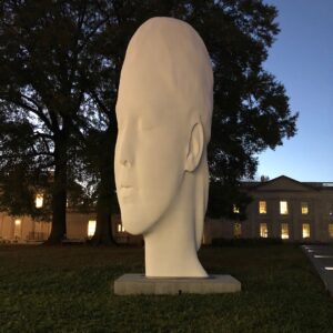 Claire Danes Instagram - Chloe in the (almost) dark. #swipe 
#jaumeplensa #vmfa