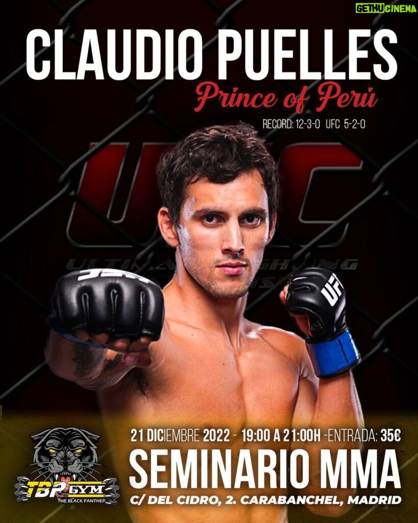 Claudio Puelles Instagram - El día 21 de diciembre de 2022 tendremos en #tbp al luchador de #UFC del peso ligero @claudio_puelles dando un seminario de 19:00 a 21:00 h #seminario #mma #peru #trainingcamp The BLACK Panther GYM