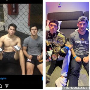 Claudio Puelles Instagram - 2013——-> 2023
10 años entre foto y foto pero la cantidad de momentos buenos y malos en esa década son incontables. El orgullo que siento por mi hermano es indescriptible, empezamos juntos en esto y hoy dia @elmudopinedo cumplió una de nuestras Máximas metas: ser campeón mundial. Un honor haber sido parte de esta temporada en tu camino al titulo en PFL. Ahora a disfrutar de este momento y que se vengan las superfights 🏆💪🏼
