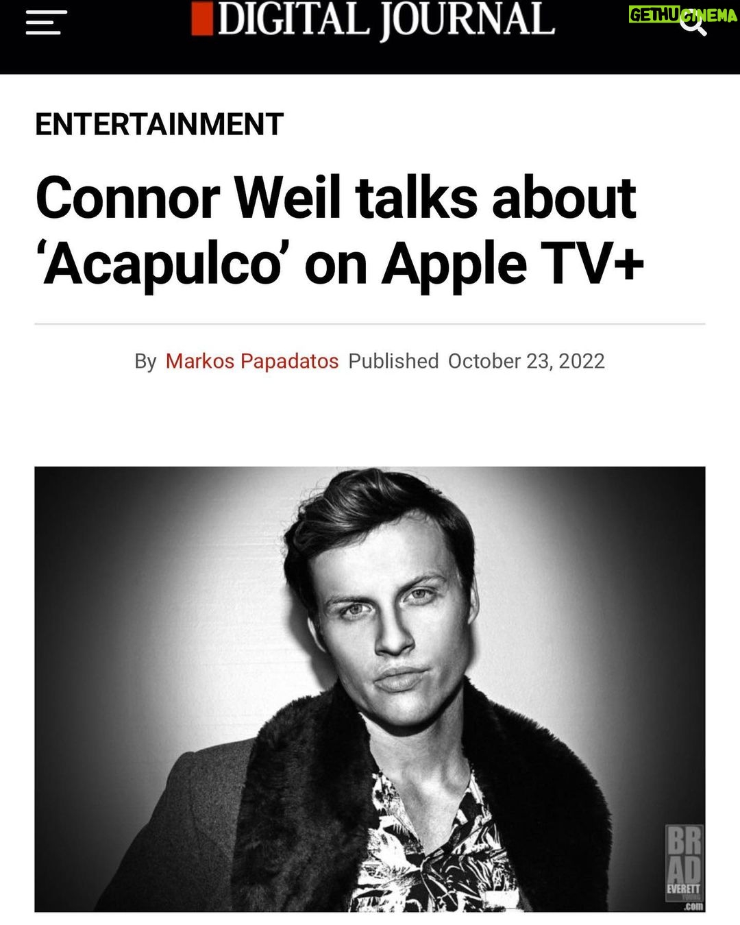 Connor Weil Instagram - Thank you @thepowerjournalist for the awesome interview leading up to Episode 3 of #AcapulcoTV on @appletvplus And BIG thank you to photographer & friend @bradley206 for the spread. Link in profile.