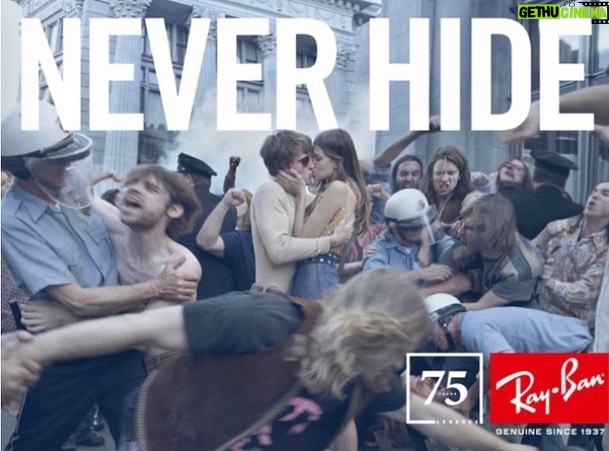 Connor Weil Instagram - #throwback to my amazing “NEVER HIDE” @rayban billboard that was in #timessquare 😎 As they showed their lenses through the decades, Ours represented the 1970s in Vietnam-torn America. (50s and 60s shots for reference). Photographed by the legendary: @markseliger