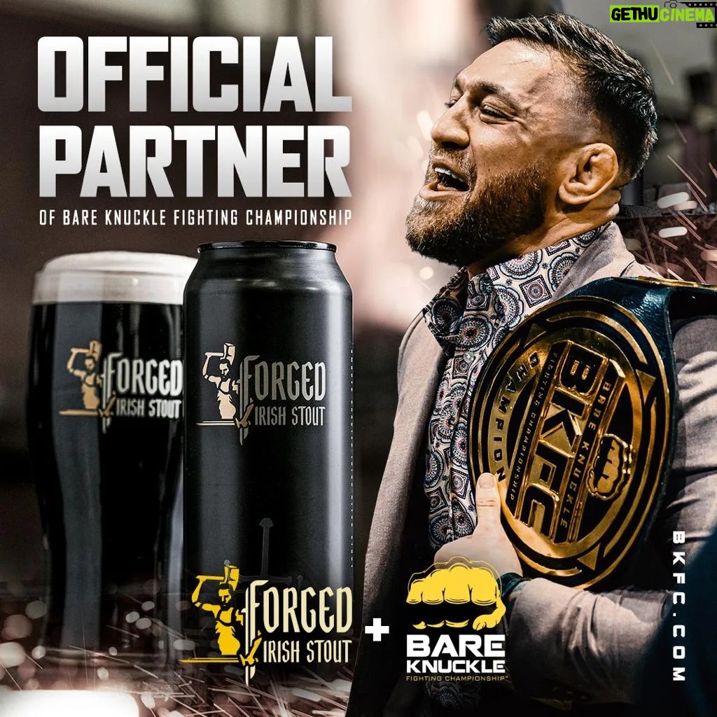 Conor McGregor Instagram - The perfect combo 🖤🤍 @bareknucklefc 👊 Official Partner #ForgedIrishStout ☘️