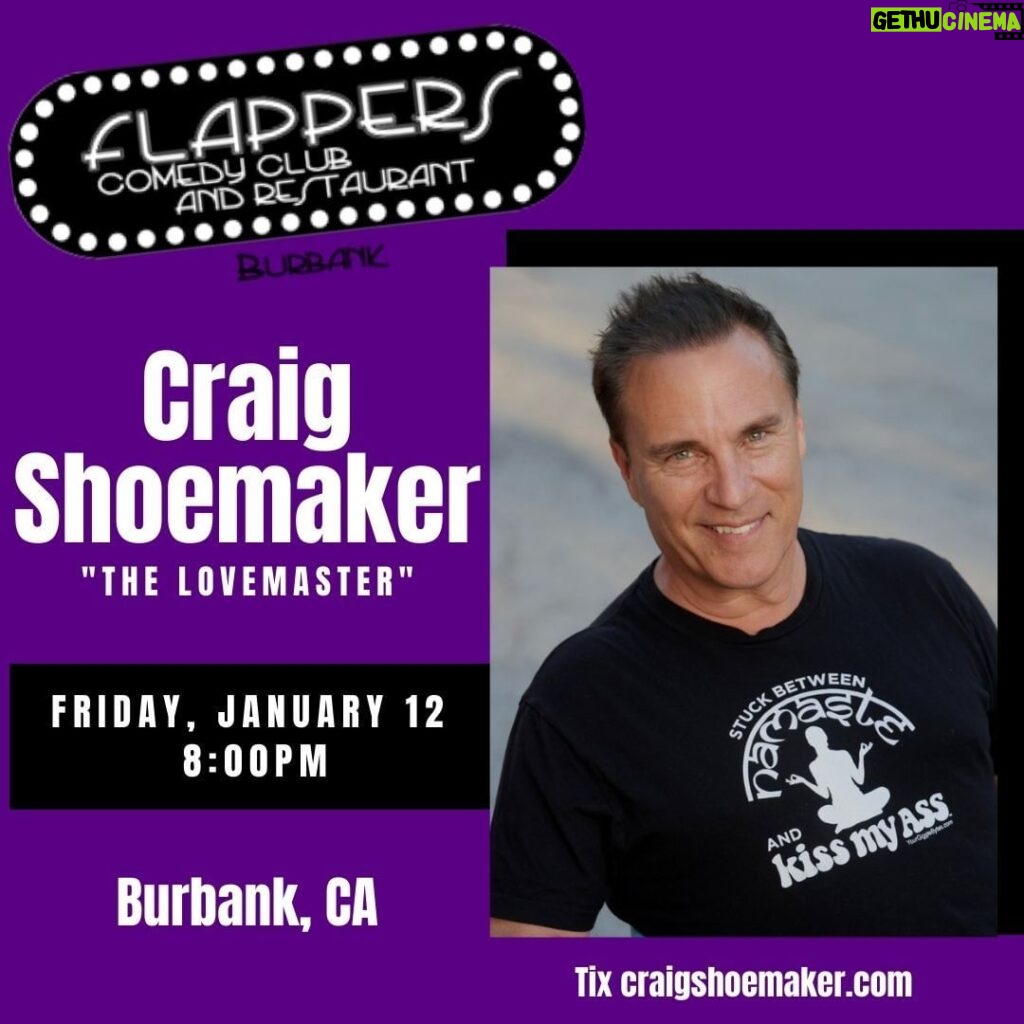 Craig Shoemaker Instagram - Hey, I haven’t seen you since last year! Let’s hang, have some laughs, and make fun of the people with no sense of humor. 🤣 On another note, I have countless comedians who reach out to me, asking to open for a show I am headlining. I’d like to offer a little insight and suggestion. Consider stand-up comedy being a community, not an individual effort. If you are asking a headliner to tour as a featured act, be supportive. You can do so in simple ways by following their Podcast, commenting, and liking on posts or kind feedback with perhaps a personal note. I have actually had comics asking me to get them in the top venues that I work, and they don’t even follow me on IG! Lol I just booked @joyvilla to open for me at Off The Hook in Naples next week and it was because we had a wonderful conversation that led to a desire to hang and work together. There are enough people being negative and even cancelling comedians. I watched the attacks on @jokoy and him hosting the Golden Globes. Why? Isn’t this business difficult enough? Shouldn’t we strive for unity of humanity rather than vilifying someone for their artistic expression? Doesn’t the world have enough negativity? Not sure who is opening for me this Friday at Flappers, but I just reached out to a couple celebrity friends to do a guest spot ahead of me. And the Lovemaster will be there too. Let’s start a new trending sport - come into my kitchen and let’s play a game of tickleball baby! THIS Friday @flapperscomedy Show starts at 8:00pm tix: craigshoemaker.com #standup #comedian #thelovemaster #burbank #flappers Flappers Comedy Club Burbank