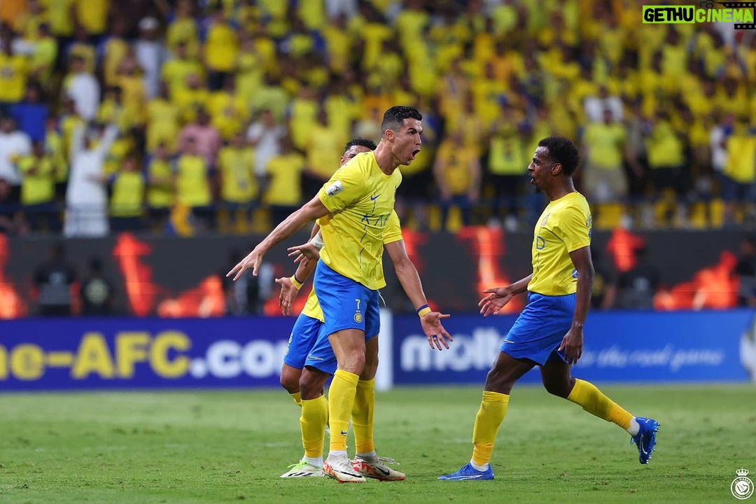 Cristiano Ronaldo Instagram - Special night in Riyadh - 3 wins out of 3 - and top of the group!💛💙 #ACL Happy 68 years to @alnassr 🙌🏻