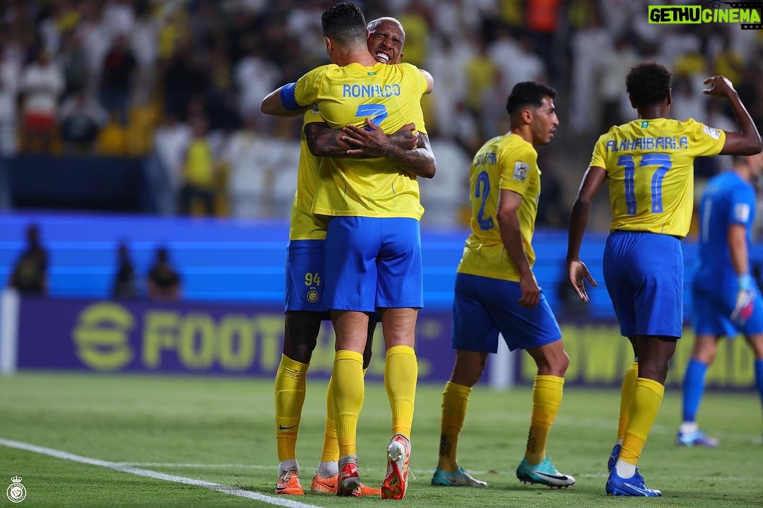 Cristiano Ronaldo Instagram - Special night in Riyadh - 3 wins out of 3 - and top of the group!💛💙 #ACL Happy 68 years to @alnassr 🙌🏻