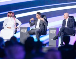 Cristiano Ronaldo Instagram - An honour to meet again with His Royal Highness Prince Mohammed bin Salman and great to be part of this panel today discussing the future of esports and the launch of the first ever #esportsworldcup that will be held in Saudi Arabia next year!
