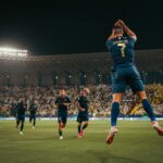 Cristiano Ronaldo Instagram - What an amazing atmosphere in our stadium! Very happy to celebrate this win with our fans!💛💙 Fantastic performance from the Team!👏🏼💪🏼 Vamooos @alnassr ⚽️⚽️
