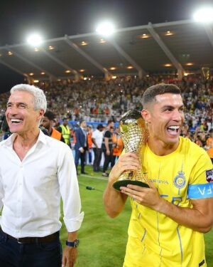 Cristiano Ronaldo Instagram - Extremely proud to helped the team winning this important trophy for the 1st time! 
Thank you to everyone in the club that was involved in this great achievement and to my familly and friends for always being by my side!
Fantastic support by our fans!This also belongs to you!💛💙
@alnassr