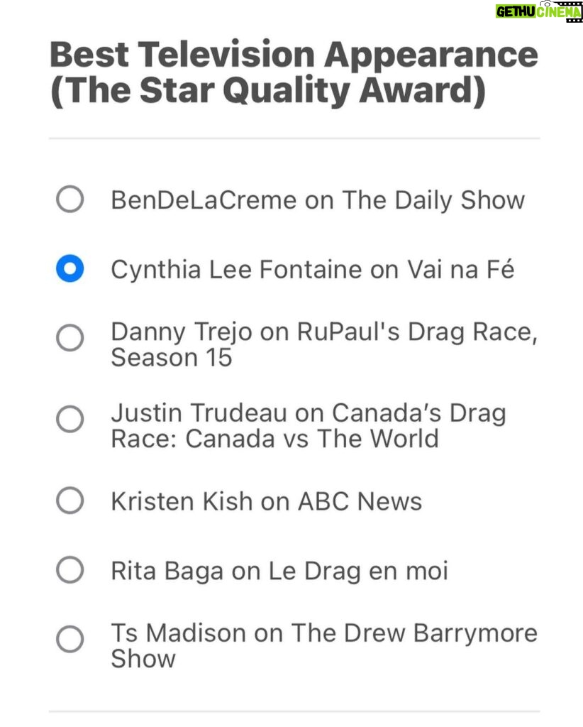 Cynthia Lee Fontaine Instagram - 😍!Como ! ¿ Que Que? 😍 I’ve been nominated for a WOWIE! For the Best Television Appearance Category for my participation on the Soup Opera / Telenovela from Brasil @tvglobo #vainafé Im so happy ! 🥫 Vote for me once a day at worldofwonder.net. Or visit my stories for the link everyday !! #WOWIES winners will be announced at @rupaulsdragcon! 🤞on May 12-13 , 2023 ! Please support and congrats to all the nominees on this category ! #rupaulsdragrace #wowieawards2023 #fyp #nomination #estoyhisterica #BestTelevisionapperance #nominada #shanteyoustay #fromRucostoglamup