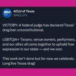 Cynthia Lee Fontaine Instagram - Victory : A Federal Judge has declared Texas Ban ( SB12) UNCONSTITUTIONAL !!!!!! We can celebrate for now ! Tears to my eyes at this moment because Drag is love and fun ! Nothing else ! Thanks to @brigittebandit @aclutx and all the organizations who are fighting for our rights with us ! Gracias 🙏🏻 Let’s celebrate 🎊 #sb12 #fyp #rupaulsdragrace #activist #advocate #dragislove #dragisnotacrime #happy #cucu #emotional #wewillcontinuetofight #hispana #boricua #proudDragqueen #orgullo #lgbt+