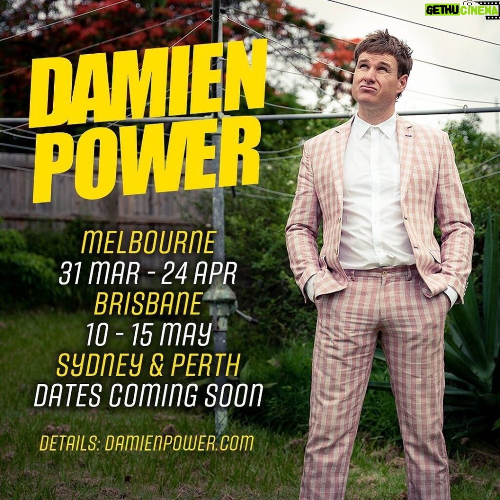 Damien Power Instagram - Brisbane on sale now too if you’re interested. Other dates coming! 🎉🎤