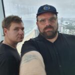 Damien Power Instagram - Doing a collab with @greglarsencomedian at the top of the Southern Hemisphere’s tallest residential building #skypoint #topoftheworld