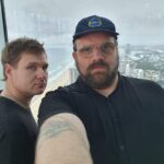 Damien Power Instagram - Doing a collab with @greglarsencomedian at the top of the Southern Hemisphere’s tallest residential building #skypoint #topoftheworld