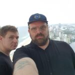 Damien Power Instagram - Doing a collab with @greglarsencomedian at the top of the Southern Hemisphere’s tallest residential building #skypoint #topoftheworld