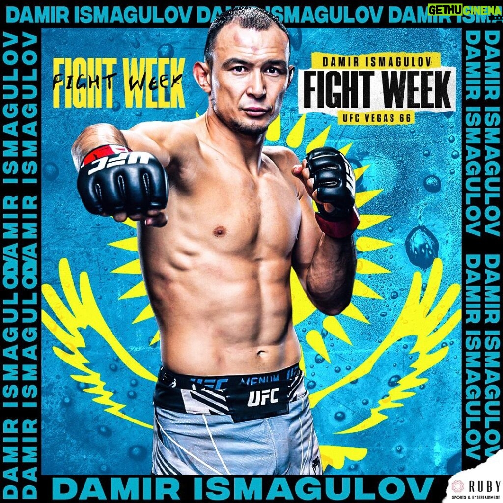 Damir Ismagulov Instagram - FIGHT WEEK! @ismagulov_damir looks to win his 20th fight in a row when he competes in the Co-Main Event of #UFCVegas66 live on @espnmma! #RubySE