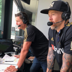 Dave Farrell Instagram - Good times this afternoon with the @lafc and @espnradio !  @mrogondino and I holding it down! #lafc #3252 #blackandgold
