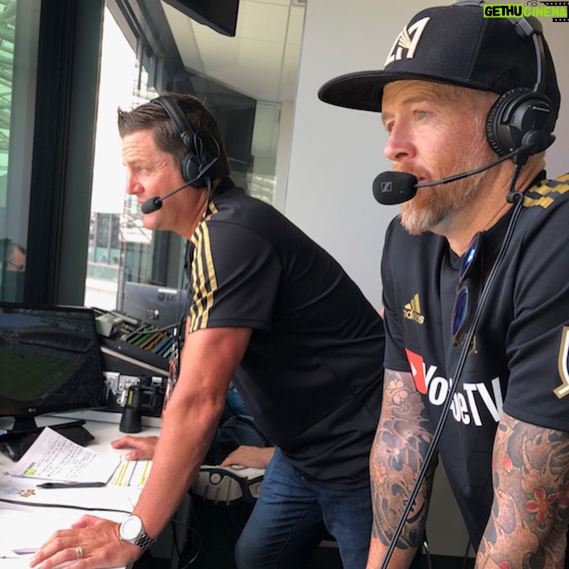 Dave Farrell Instagram - Good times this afternoon with the @lafc and @espnradio ! @mrogondino and I holding it down! #lafc #3252 #blackandgold