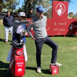 Dave Farrell Instagram - It’s “Put Your Friend To Work Week” in #LasVegas !  Last night, I had an absolute blast playing on the #posttraumatictour with @m_shinoda , and @brendansteelegolf was there to help out as my “Bass Caddie.” Today (as well as Thursday-Sunday) I’m filling in as his “Golf Tech” for the #ShrinersOpen tournament on the @PgaTour .  To see more pics and updates as the week progresses, go follow @memberguestofficial ! 🎸⛳️🙌🏽 #posttraumatictour #pgatour