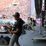 Dave Farrell Instagram - I had a wonderful time tonight playing “Running From My Shadow” with @m_shinoda !!! Mike is killing it with his set... if you get a chance, go see him on the #posttraumatictour ! #loveloud #loveloudfest #🎸#🎼#🍻