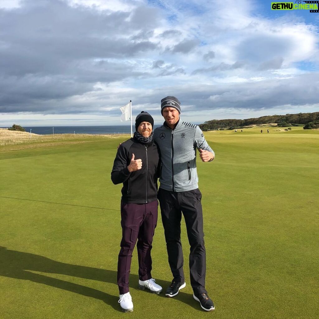 Dave Farrell Instagram - Two years ago, after @mercedesamg brought us together, @marcel_siem and I played a practice match against each other... today we were reunited and teamed up against @robertrockacademy and @brianmcfadden123 and finished in a (partially controversial 😜) tie! Great times at the @dunhilllinks ! Can’t wait to get the tournament started tomorrow morning. ⛳️ A special thanks to @mercedesamg for bringing us together 🙌🏽 @mercedesbenz