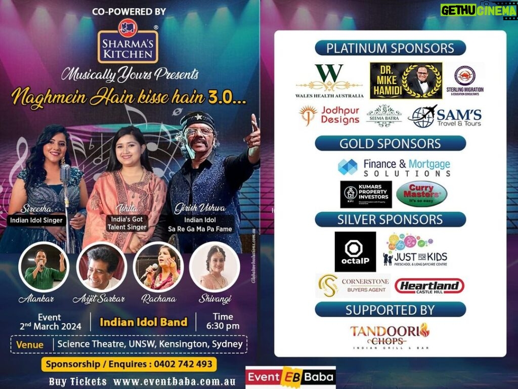 Dave Sidhu Instagram - Best wishes Inderjeet Singh Bhaji 50% seats have been sold. Come along and enjoy a musical evening which you can remember for long. www.eventbaba.com.au