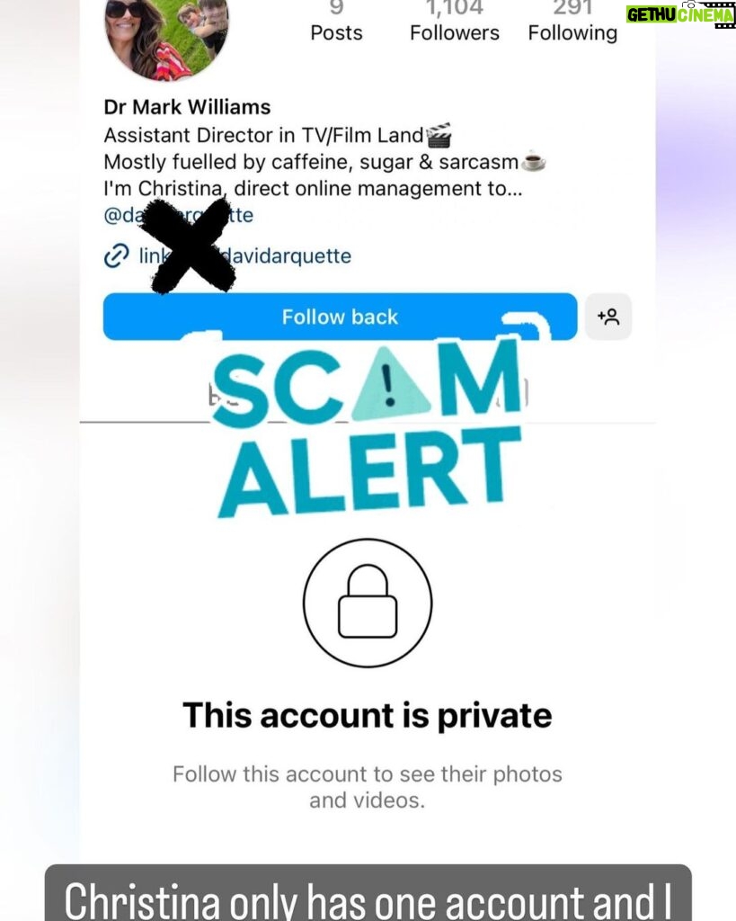 David Arquette Instagram - Scammers - don’t trust anyone online representing me or pretending to be me or my wife