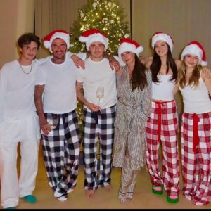 David Beckham Instagram - Merry Christmas to my amazing family & feeling very thankful for everything they do for me , love you all 🩷 @victoriabeckham @brooklynpeltzbeckham @romeobeckham @cruzbeckham #HarperSeven @nicolaannepeltzbeckham 🩷