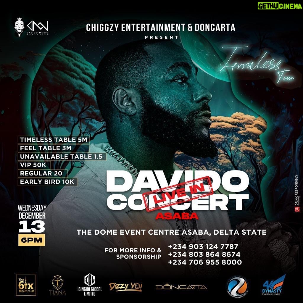 Davido Instagram - West Africa we’re about to light up December ! TIMELESS coming to a city near you ⏳