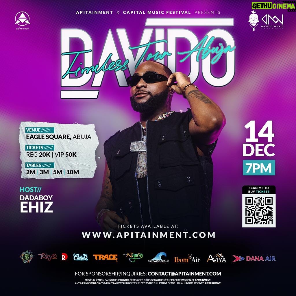 Davido Instagram - West Africa we’re about to light up December ! TIMELESS coming to a city near you ⏳