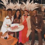 Dawn McCoy Instagram - Cheers to our dear - and talented - friend, @christopherkennedyinc on his newest design project launch, @canopywinelounge, in downtown Palm Springs. A beautifully designed space that both celebrates the desert you’re in and also makes you feel like you’re being transported to an exotic destination - Canopy is sure to be the newest hot spot for Palm Springs locals and tourists alike. From the decadent, velvet chartreuse booths to the tall, white paper trees and vegetation, you cozy up in there, thinking to yourself, “I’ve never been anywhere quite like THIS before.” And how spectacular is that? I’m also so proud to toot another friend’s horn who is involved in this opening - my wonderful friend, @lowiemoore @lawrencemooreassociates is Canopy’s PR. So you know who you need to contact if you’d like to cover it for press. I loved it so much that I’m not even slightly exaggerating when I say that I can’t wait to get back. Sure to be new favorite place to meet friends and business associates (and work solo while enjoying a glass of wine), my favorite wine I tried was their Justice Cabernet. How perfect is that? It’s a sign if you ask me.🍷 @kellygolightly and I - as well as a slew of other friends (as you can see) had the loveliest time and I can’t think of a better way to welcome in the holidays than hugging friends while celebrating other friends’ successes. ☺️🎄❤️ Kelly and I even sported her @kellygolightly x @bethladdcollections swan earrings and clutches and our @jouercosmetics x @lovingwayfoundation lip kits.💋 My ensemble: @trinaturk - styled by @denise_in_socal My shoes: @seychellesshoes at @trinaturk @shopelpaseo Palm Springs, California