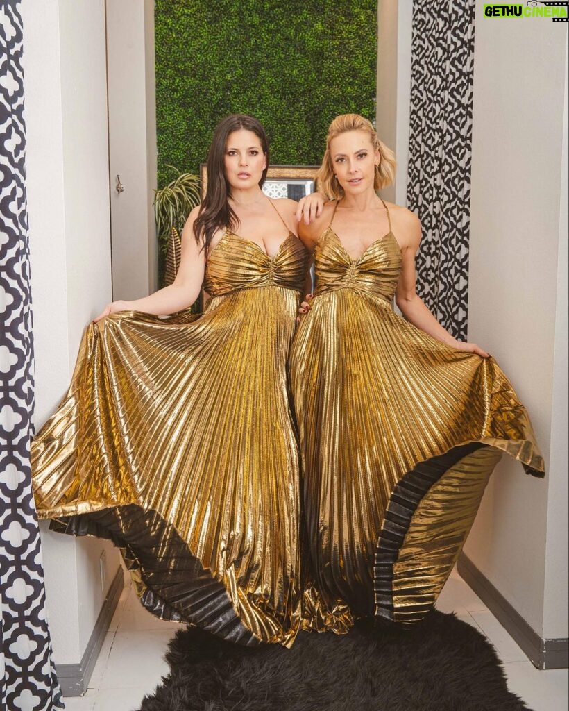 Dawn McCoy Instagram - Stepping into 2024 straight-up Charlie’s Angels-style with @EliseJoanFitness. Clad in matching gold… Ready to catch the bad guys and put them away for good…. And live our very best lives.✨✨✨ p.s. This is age 46 (Dawn) and 48 (Elise). The gold dress: @kylexshahida at @thegardensonelpaseo 📷: @andrewcabral_photography Palm Desert, California