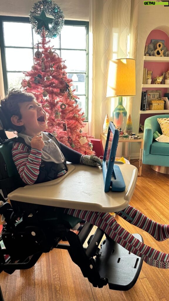 Dawn McCoy Instagram - “Elf” was a hit with Way-Way. HUGE hit. He may not be able to see the screen but he suuuure does get the jokes.😂 Love this boy so much!!!!🥰 His joy just takes my breath away.
