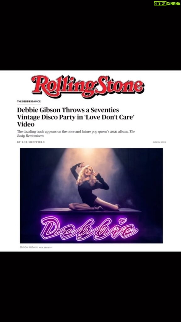 Debbie Gibson Instagram - 💜💜💜Love Don’t Care … but Rolling Stone does ! 💜💜💜 Thank you so much @robbiesheff for this incredible piece in the continuation of The Body Remembers era, which you were among the first to shout about to the world! Having your respect and validation and that of @rollingstone nearly 37 years into my music career is more meaningful now than ever ! If you’ve not seen the new video for Love Don’t Care or read this fabulous article … link in story and video on YouTube and come catch us on tour … link in bio for tickets !