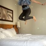 Debbie Gibson Instagram - Did someone say “JUMP!” ?!? 💙 OK !!! How high?!? My Wednesday Wisdom : Counteract adulting with PLAY! Jumping on the bed is free and fun and dang it, I’ve cried enough this day, month, year … so I chose to jump for joy ! Your turn 😉 #jump #jumpforjoy #jumponthebed #wednesday #wednesdaywisdom New York, New York