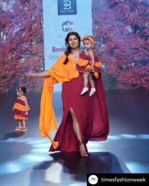 Debina Bonnerjee Instagram - Moments like this ❤️ This one is obviously the most special #iykyk 😉 
Thank you @shivanee_saraf for putting across sucha beautiful thought for @barrooni.in collection 
The thought : To be structured and messy at the same time and every “mother” will just get it since we are on a role to shine get our confident going, keep things structured and yet we are messy too haha!! 
To good times and making the best memories with my little girls❤️ 
.
Outfit both mommy babies : @barrooni.in 
👠 : @Sana.k.official
Hair : @irshad__hair 
Styled by : @simrankhera5 
Managed by : @jeevitaoberoi 
.
Thank you @timesfashionweek 
.
.
#debinabonnerjee #love #bombaytimesfashionweek