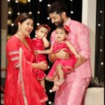Debina Bonnerjee Instagram - When the whole family is in town it’s indeed a very Happy Diwali ✨❤️ Wishing you all love, light and happiness always 🥰 . . Debina wearing @aachho Gurmeet wearing @saundhindia Babies wearing @monkandmei @meizuluxury . . #HappyDiwali #Family #BetterTogether