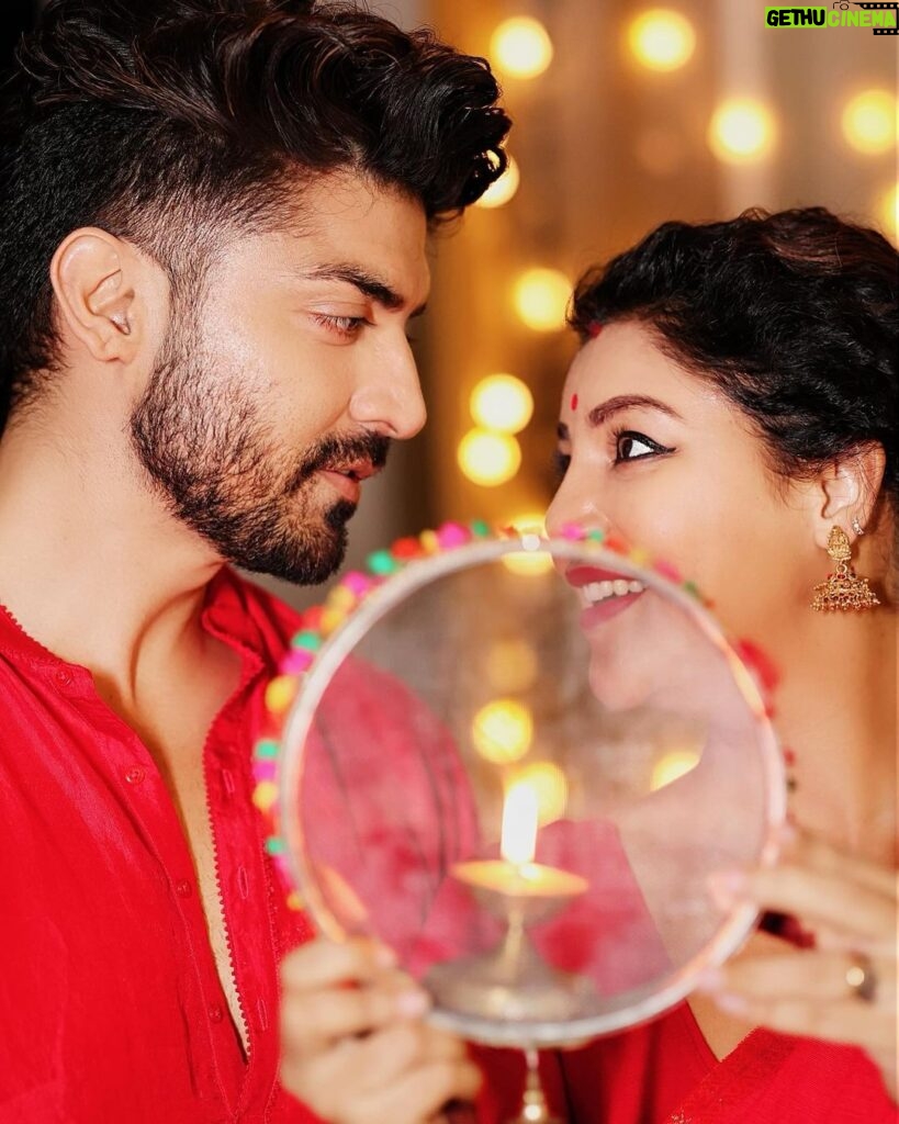 Debina Bonnerjee Instagram - A lifetime of joy, love, and intimacy ✨❤️ Happy Karwa-Chauth from us to you all 🌙🙏🏻 . 📸: @sk_.click . . #happykarwachauth #love #blessings