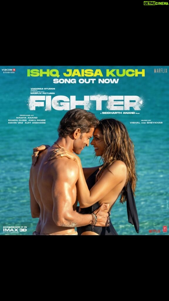 Deepika Padukone Instagram - 💙 #IshqJaisaKuch 💙 SONG OUT NOW! Catch the FULL song ONLY on the BIG screen! #Fighter | #FighterOn25thJan @S1danand @hrithikroshan @anilskapoor @marflix_pictures @viacom18studios