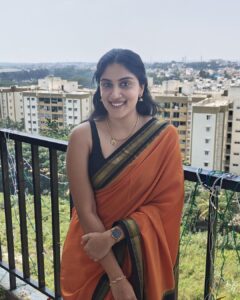 Dhanya Balakrishna Instagram - 🧡🖤🧡🖤 #saree #sareelove