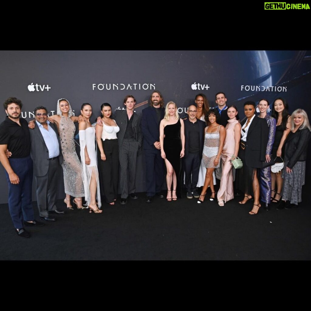 Dino Fetscher Instagram - 🚀FOUNDATION SERIES 2 GLOBAL PREMIER 🚀 . What a wonderful eve celebrating the premier of the 2nd season of #Foundation! So proud of everyone! Looked mega on the big screen. Congrats all! Thanks @appletv for such a great party. . Special thanks to @hernan___________________ for the stunning leather necktie!!! And @theo.katsaros for hooking me up with these beautiful boots. . Necktie 💙: @hernan___________________ Boots 🖤: @moschino @epilogueagency . #foundationseries2 #gaysailor #girlscout Regent Street Cinema