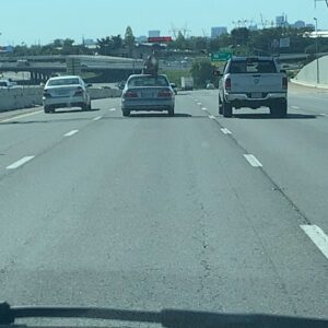 Dixie Carter-Salinas Instagram - Stupidest move I have EVER seen. A man at first sitting on top of his car going 65 miles an hour on the highway, who later is standing on top of his car, like he was surfing, going at least 45 to 50 miles an hour. He might die doing that, but I’m more worried about someone else who might lose their life because of his stupidity trying to avoid hitting him. OMG #pleasearresthim