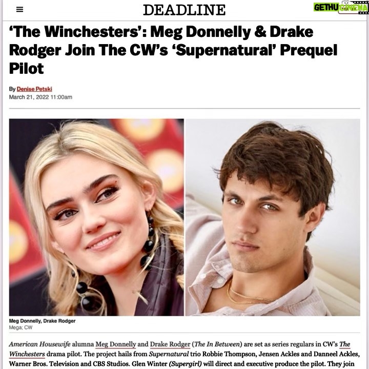 Drake Rodger Instagram - Words cannot even express how truly great full I am for this opportunity. So excited to join the supernatural family and share this world!! THANK YOU to everyone who made this possible! 🥰👻