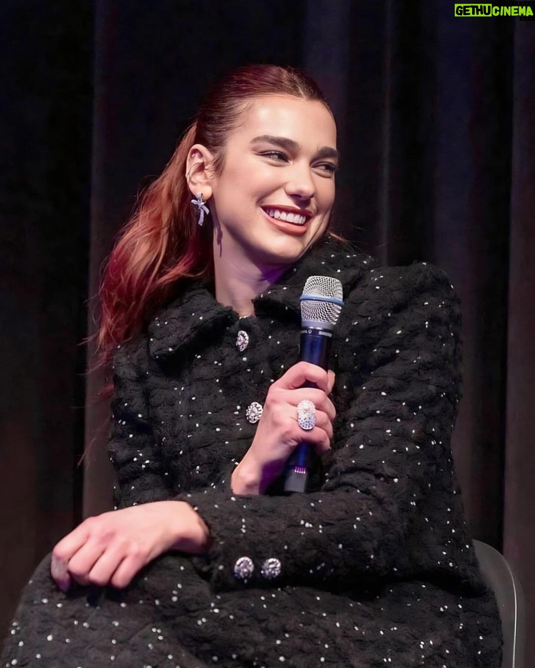 Dua Lipa Instagram - Last night for MoMA's contenders q&a with my buddies @iammarkronson & @wyattish talking about our song "Dance The Night" and music for @barbiethemovie ๐@themuseumofmodernart