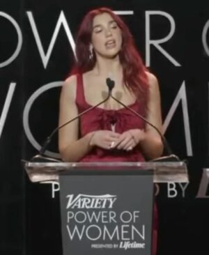 Dua Lipa Instagram - So honoured to present Margot, Tom, Josey and the whole team at @luckychap with their very deserving Producer Of The Year award at last night's @variety Power Of Women ❤️