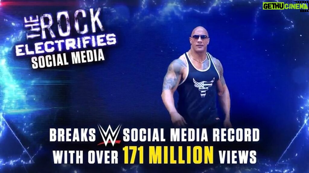 Dwayne Johnson Instagram - Not a bad days work. The people break the records, not me. I just try and look cool, don’t screw up and not cuss too much 😈💀🎤 Love U back. @wwe #peopleschamp ✊🏾