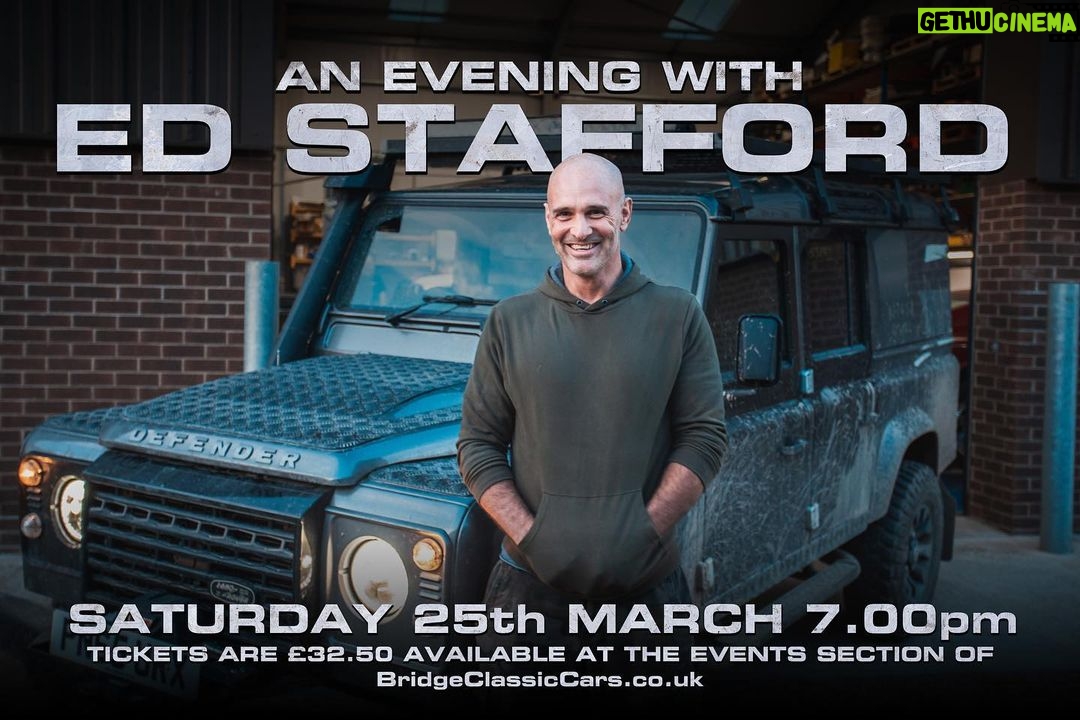 Ed Stafford Instagram - If you fancy spending an evening with me (crikey I realise that isn’t for everyone 🤣) and hearing me talk about my life, expeditions, and future adventures, I will be at Bridge Classic Cars in Suffolk on 25th March. @bridgeclassiccars There will be some rare and unique vehicles that you can get a closer look at, as well as my @LandRover #Defender that they have helped me rebuild (after being stolen) so it will be a fun and interesting evening. The event is currently limited to 150 people and there will be plenty of opportunity to ask me some of your own questions too. Tickets are £32.50 - link in bio. #classiccars #landroverdefender
