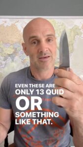 Ed Stafford Instagram - What is the difference between a bushcraft knife and a kitchen knife? 🇧🇷 Qual é a diferença entre uma faca bushcraft e uma faca de cozinha? England