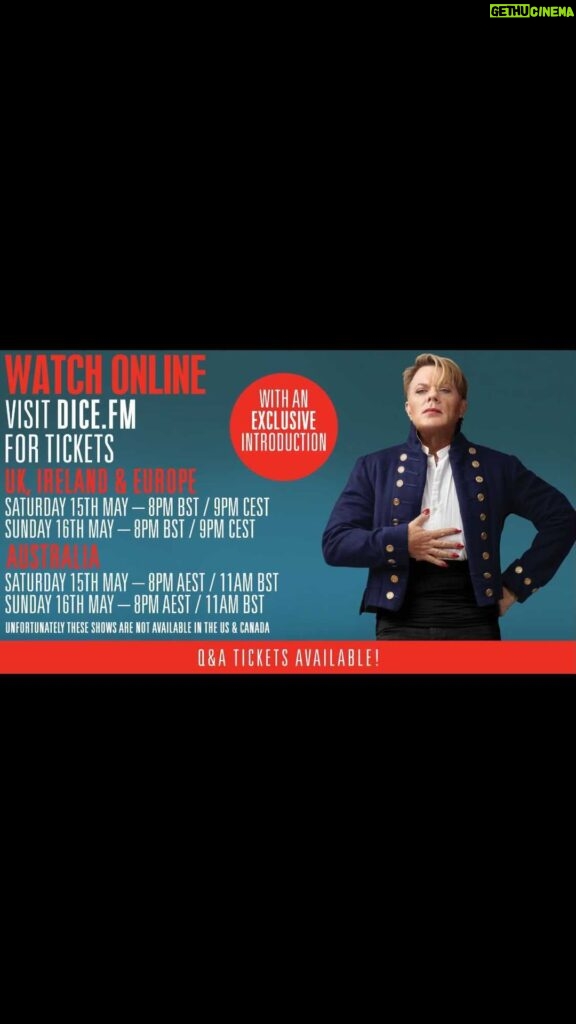 Eddie Izzard Instagram - My WUNDERBAR will be available online on Sat 15th & Sun 16th May! Get tickets here: https://link.dice.fm/eddieizzard The show features an exclusive introduction from me & I will also be answering questions from those with a ‘STREAM + Q&A’ ticket.